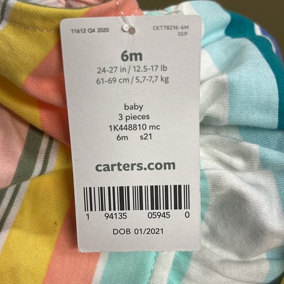 Carter’s Girl Baby 3-piece Matching Set NWT 6 Months - Picture 4 of 6